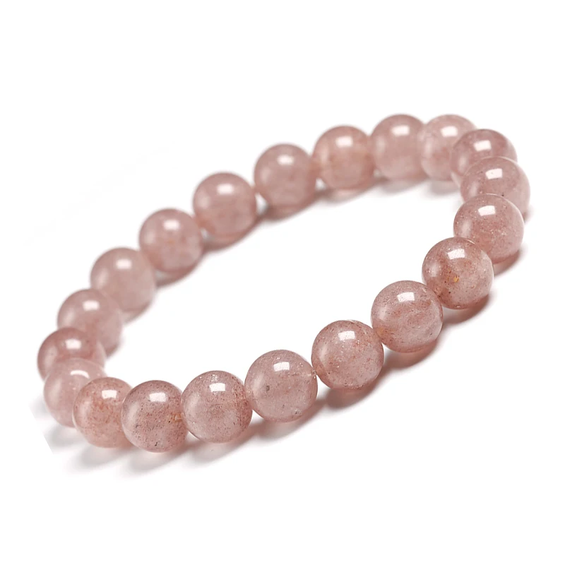 

Natural Strawberry Crystal Bracelet for Women Round Quartz Gemstone Bracelet for Girls Jewelry Accessories Trend Hand String