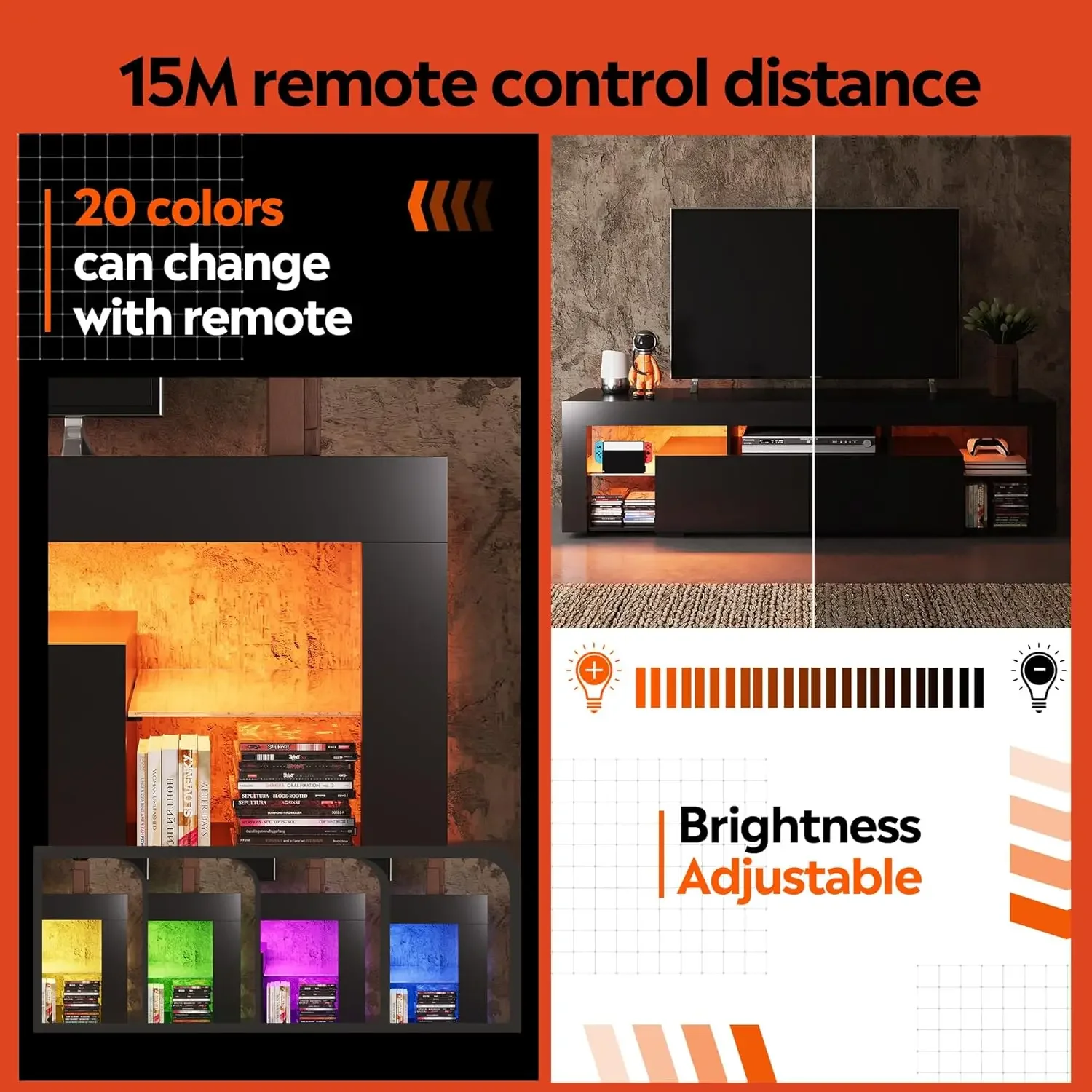 63-дюймовая подставка для телевизора светодиодный развлекательный центр с