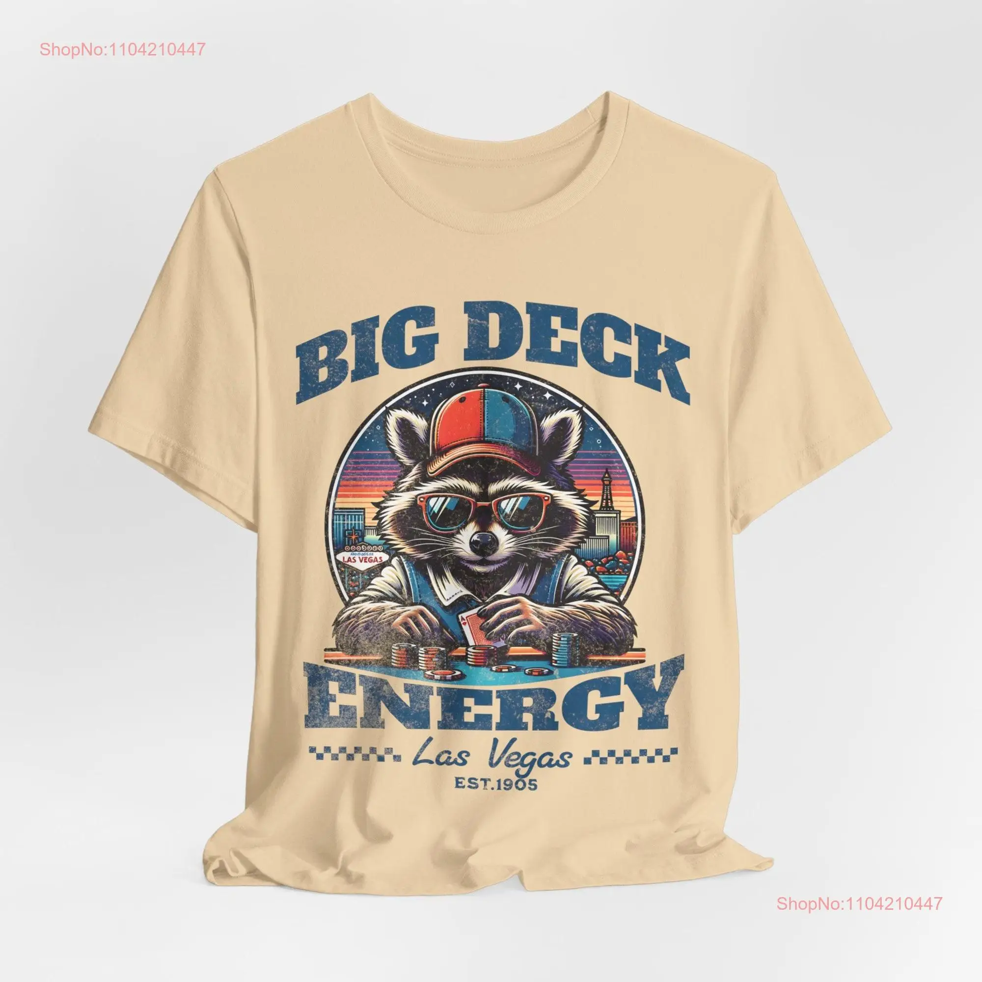 Big Deck Energy Funny Poker T Shirt Player NighT Vegas Card Games Raccoon long or short sleeves