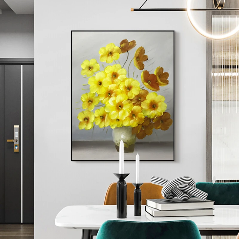 

Flower Restaurant Oil Painting Porch Decoration Painting Modern Minimalist Hand-painted Painting Bedroom
