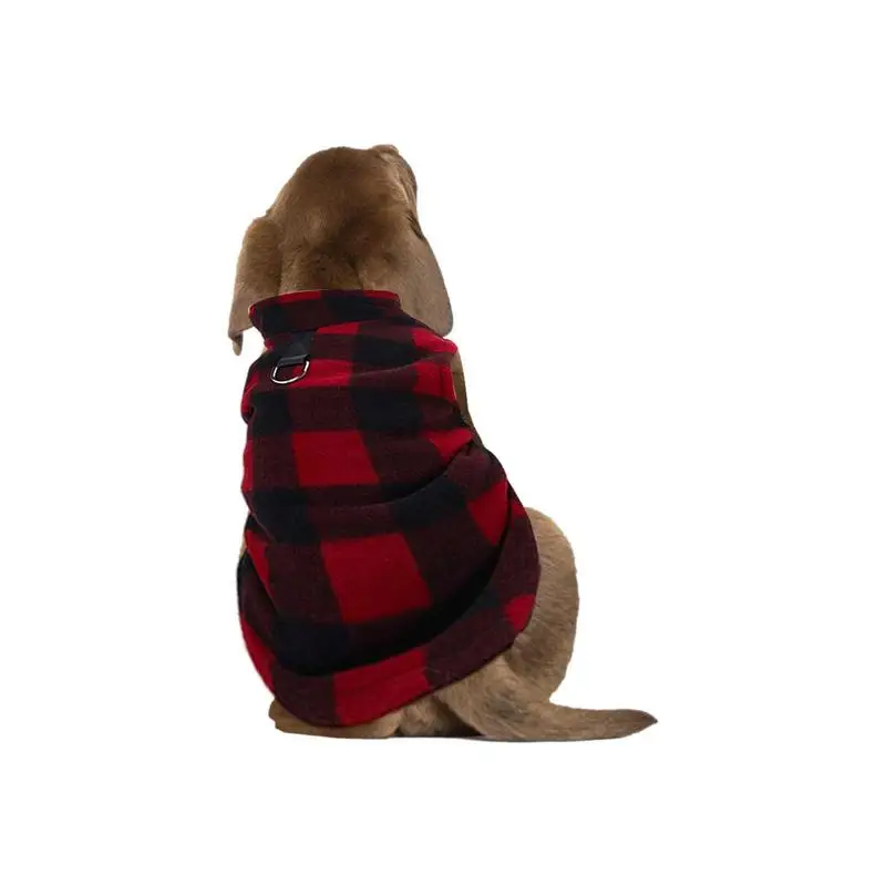 

Fleece Dog Vest Plaid Design Dog Jacket Fleece Sleeveless Warm Thick Pullover Dog Jacket For Snow Rainy Cold Weather Dog Lovers