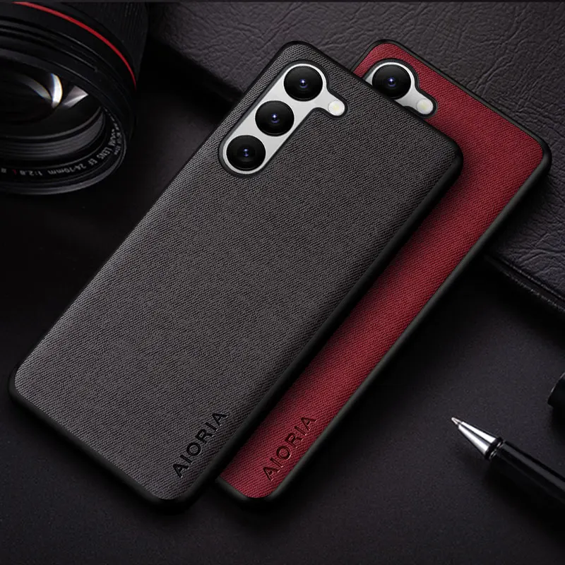 Чехол для Samsung Galaxy S23 Fe Ultra Plus простой однотонный текстильный кожаный защитный чехол-накладка для samsung s23 fe чехол