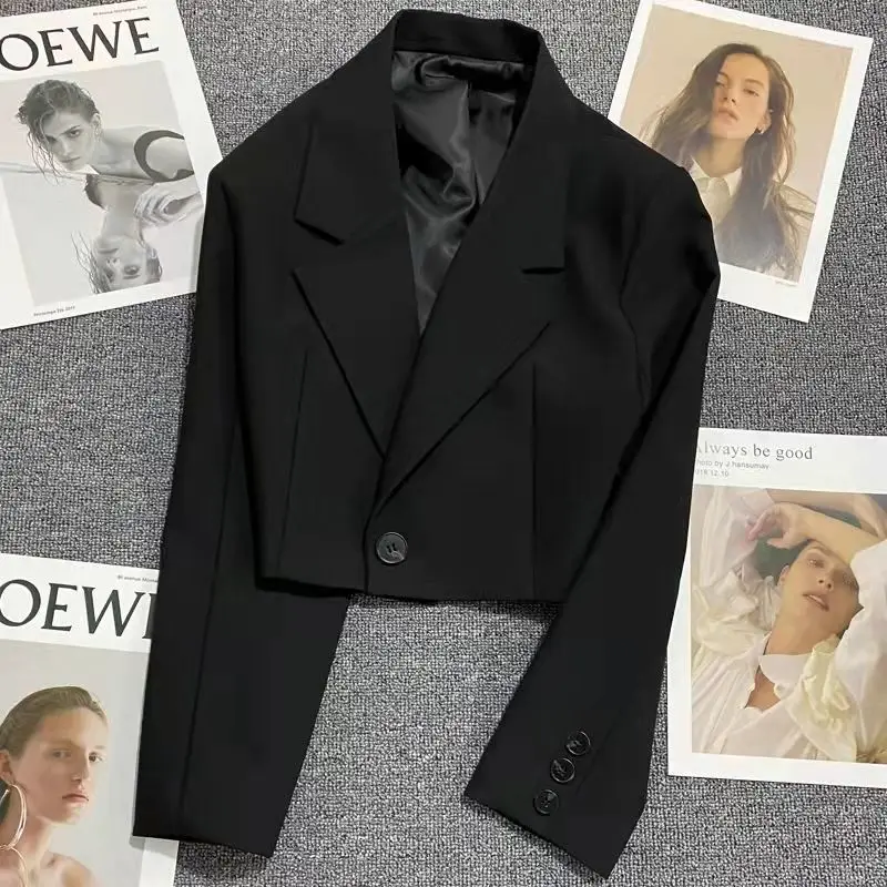 

Black Suit Jacket Women's Ultra-short Spring 2023 New Versatile Fashion Suit