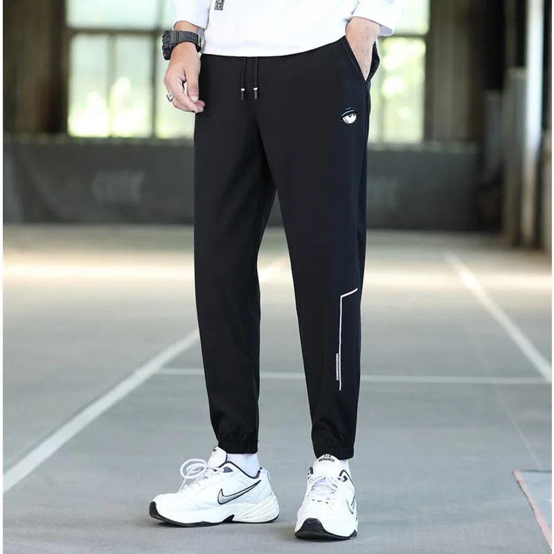 Malbon Spring/fall thin ice silk pants with nine-point  bunched feet golf sweatpants comfortable slacks