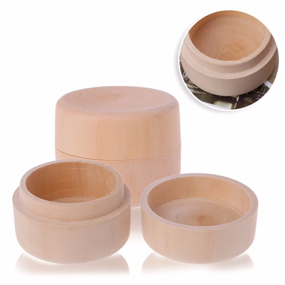 Round Wooden Wedding Ring Jewelry Trinket Box Wood Storage Container Case