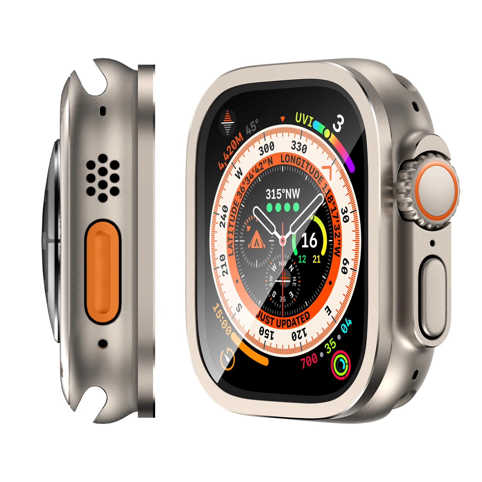 Suitable for Apple Watch Ultra 49mm aluminum alloy frame with screen watch protective case