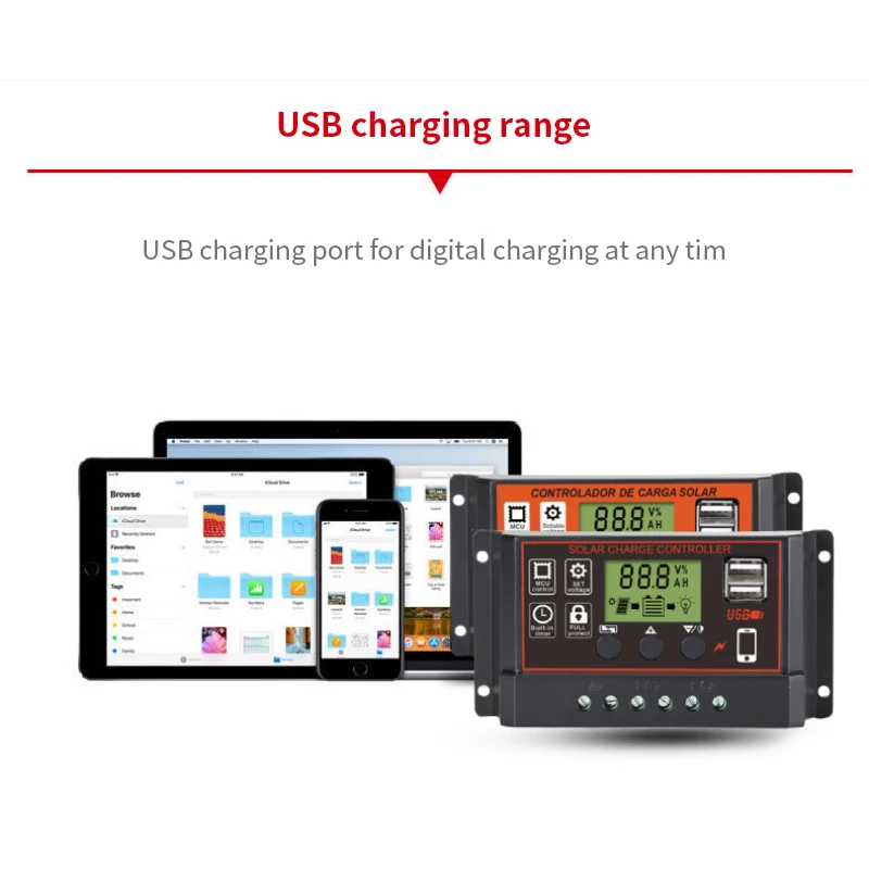 Контроллер заряда солнечной батареи 10 А 20 30 ШИМ 12 В/24 В USB 5 регулятор панели
