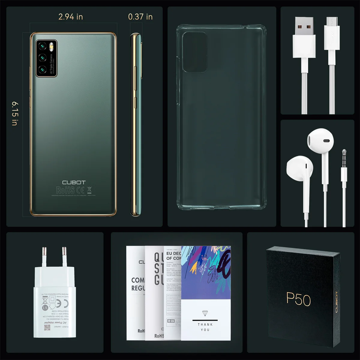 Cubot P50 Smartphone Android 11 OS 6GB +128GB 6.217