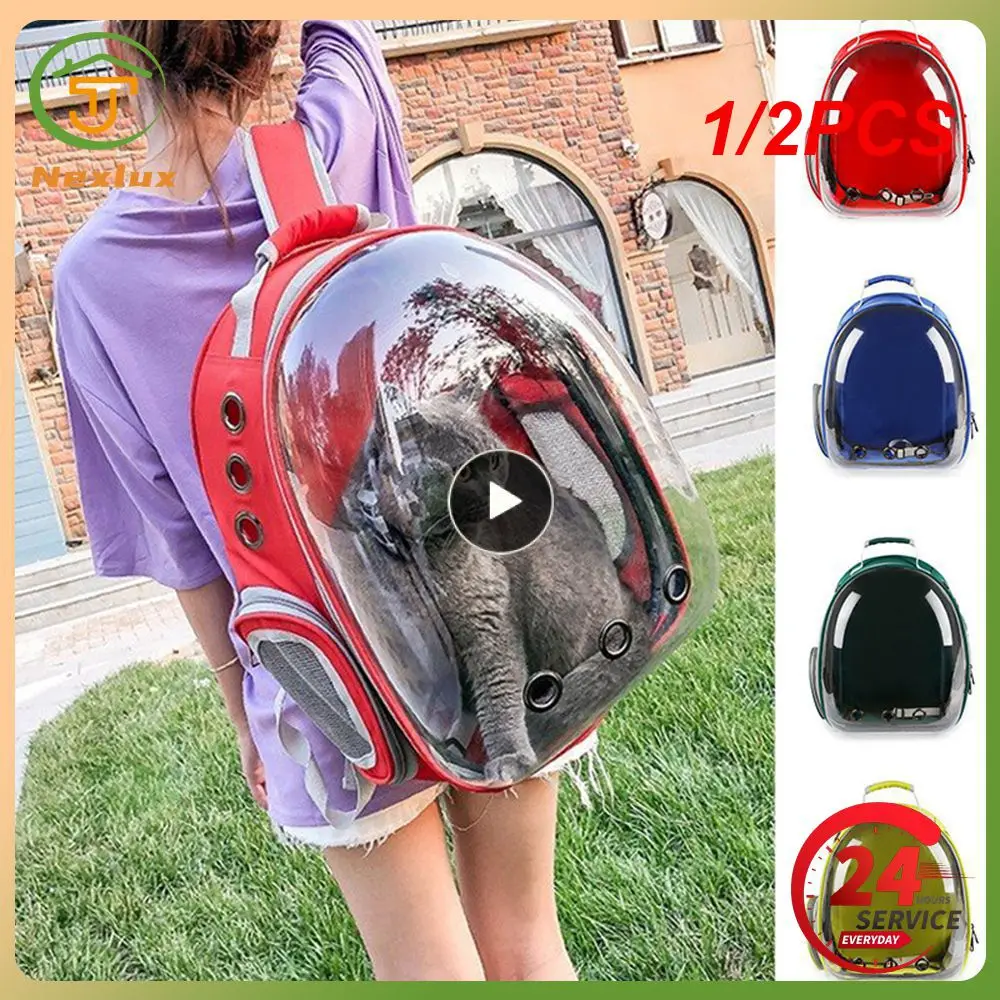 

1/2PCS Cat Carrier Bags Breathable Outdoor Pet Carriers Small Dog Cat Backpack Travel Space Capsule Cage Pet Transport Bag For