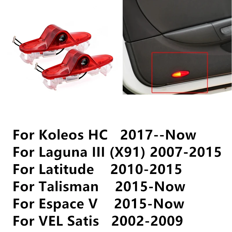 

Светодиодные лампы для двери автомобиля, проектор приветственных ламп, аксессуары для Renault Koleos 2017 + UP Laguna Espace 4 5 Vel Satis Latitude Talisman