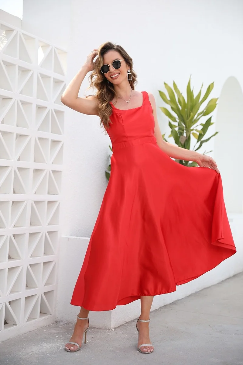 

Women's Summer New Temperament Commuter All-match Fashion Round Neck Large Swing Skirt Banquet Dress Skirt