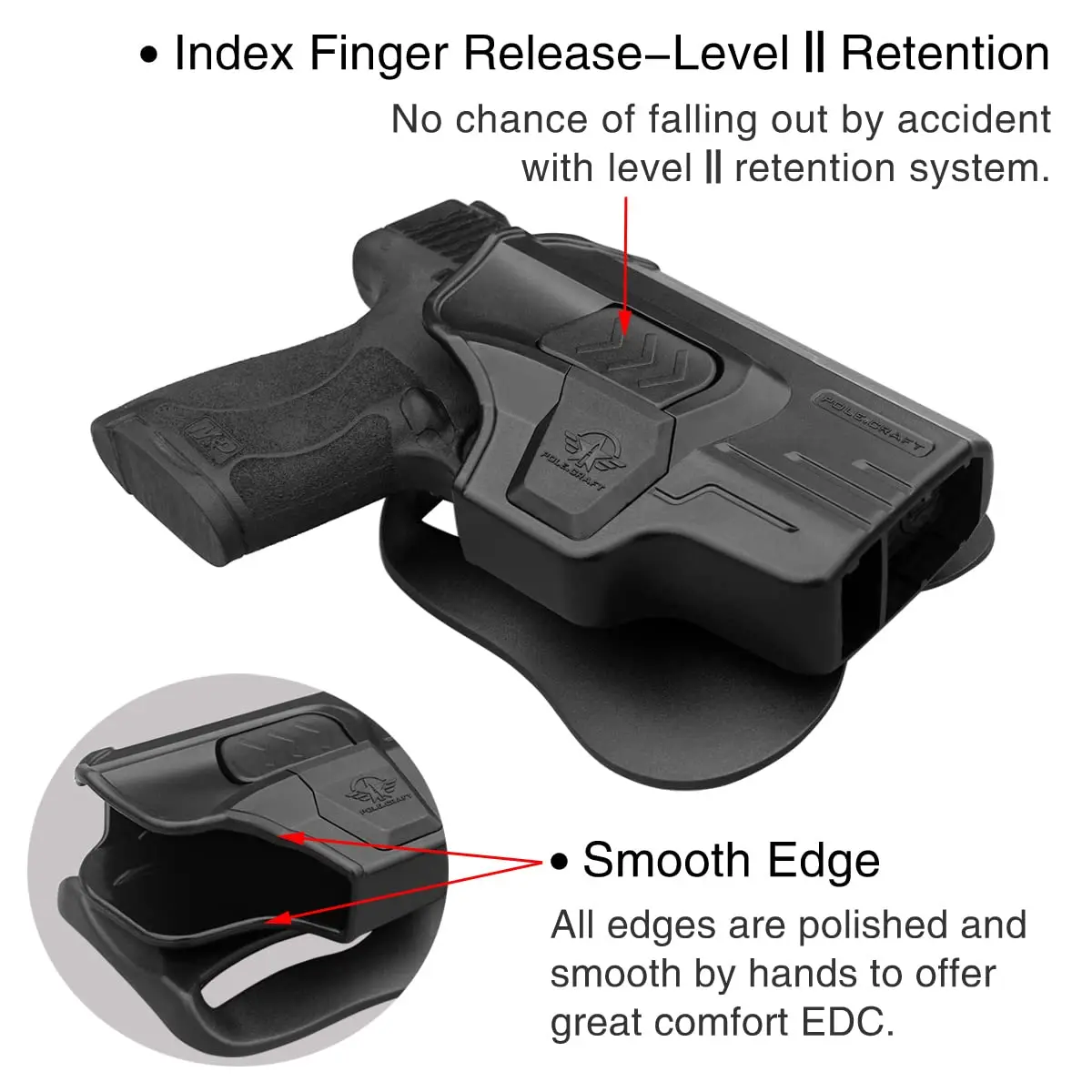 Защитная кобура M & P 9 мм OWB Paddle-No-Laser Полимерная Кобура с защитным замком для