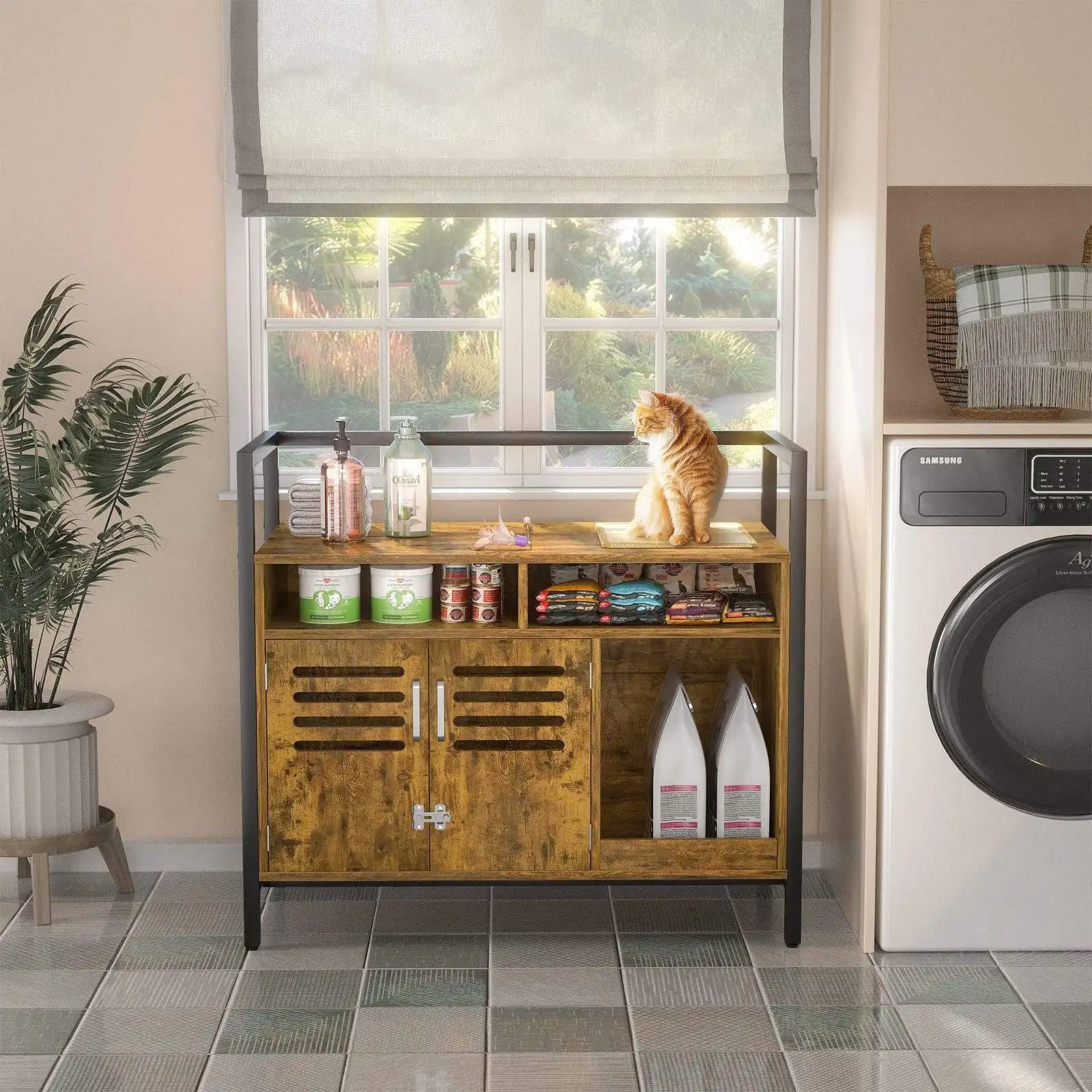 Деревянный шкаф для хранения домашних питомцев в гостиную