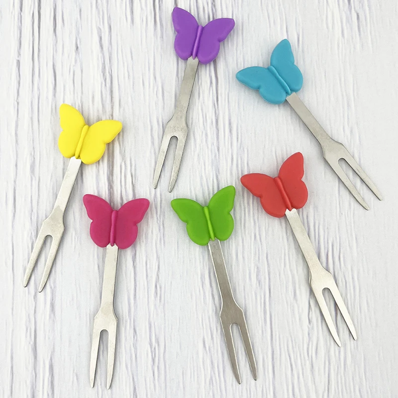 

6Pcs/Set Fruit Fork Two-tine Snack Cake Dessert Forks Home Tableware Cafeteria Flatware Fruit Fork Kitchen Accessory