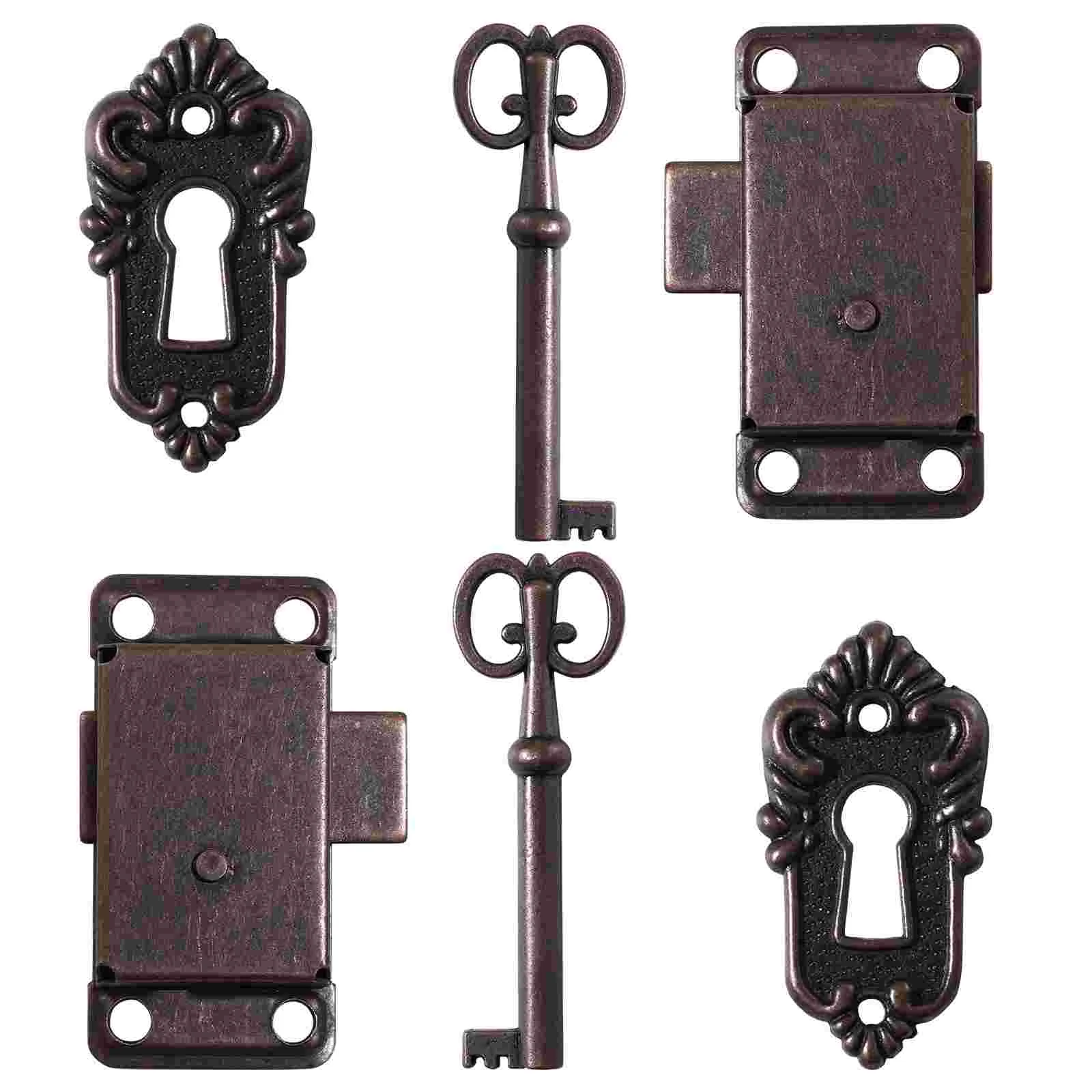 

Lock Locks Keycabinetbox Cupboard Vintage Keysjewelryfurniture Decorative Replacement Latchesbronze Case Buckle File
