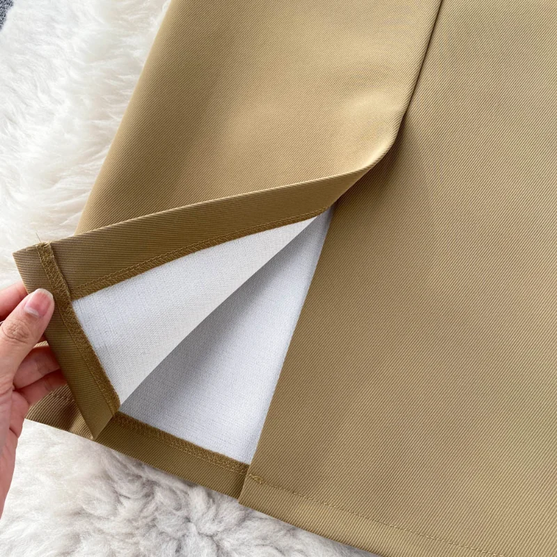 Женская офисная юбка с завышенной талией коричневая Повседневная