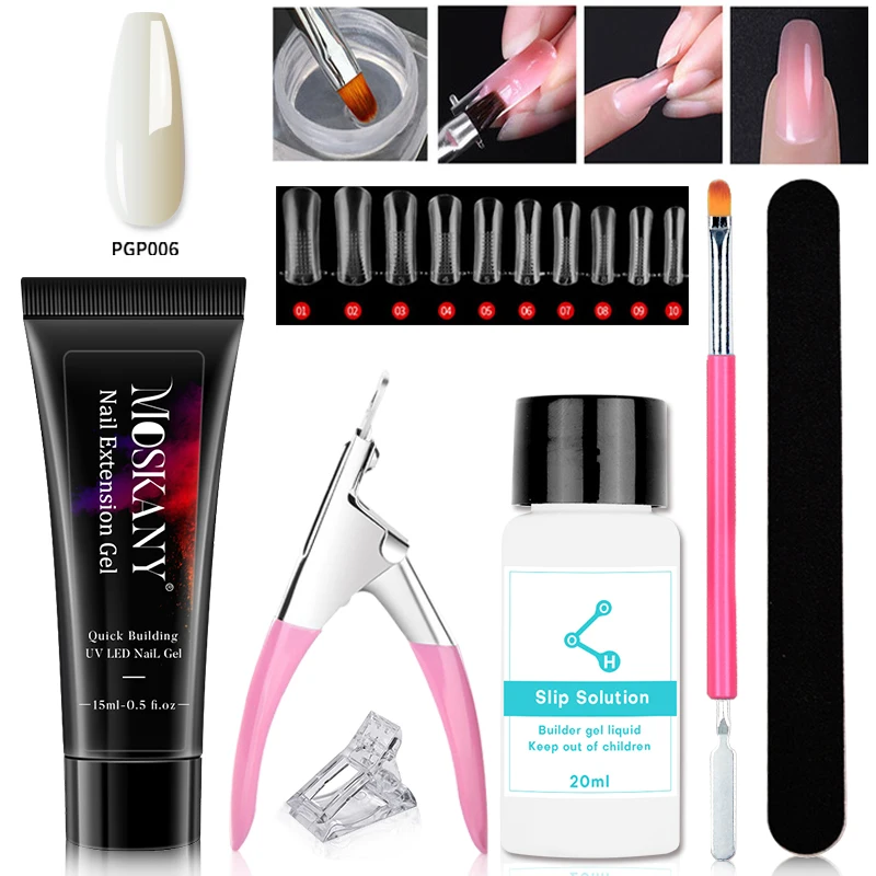 

MOSKANY Poly Nail Gel Set Full Manicure Set Quick Extension Nail Kit Acrylic Gel Polish Building Polygels Nail Art Nail Tool Kit