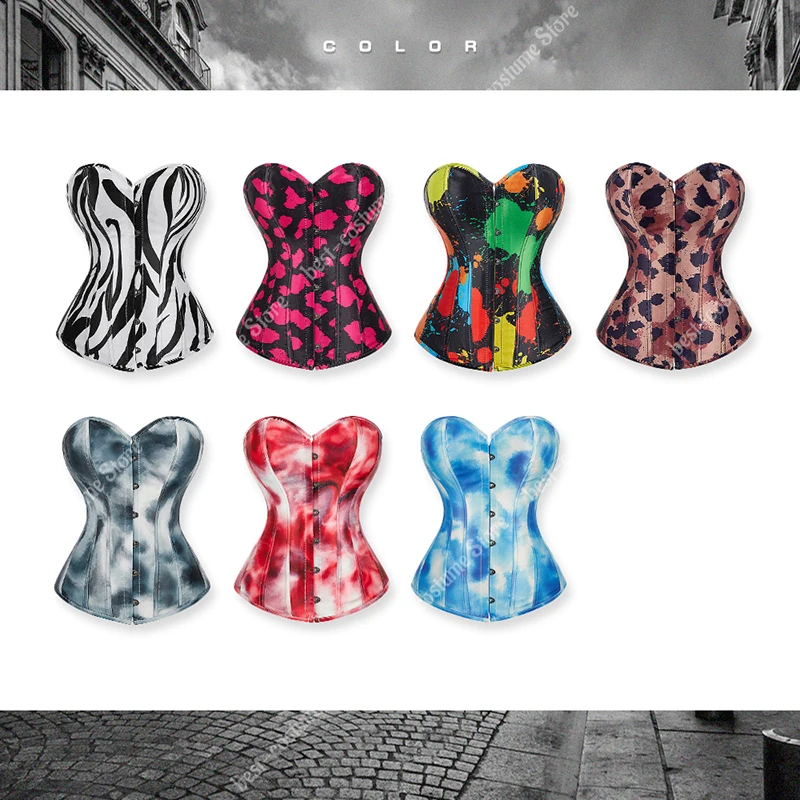 Женский корсет с открытыми плечами принтом |