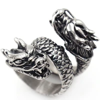 toocnipa dragon punk ring retro style domineering double dragon ring opening personality trendy male index finger ring