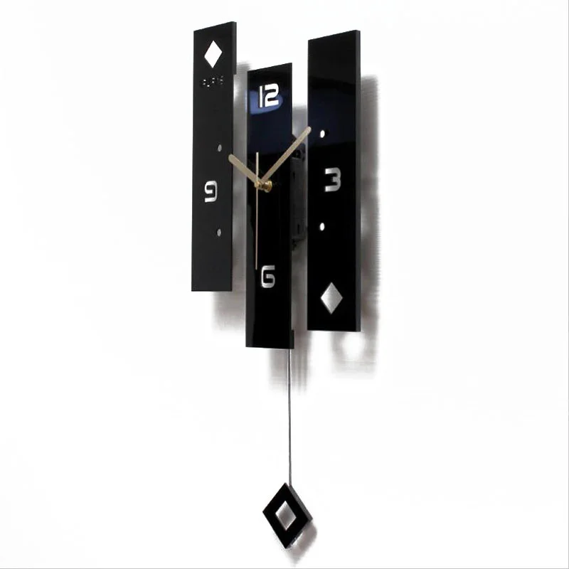 

Acrylic Black Creative Swing Wall Clock Living Room Bedroom Silent Home Fashion Clock