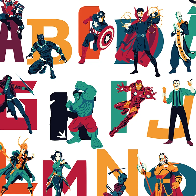 Супергерой алфавит художественные принты подарок для мальчиков супергерой Cinematic