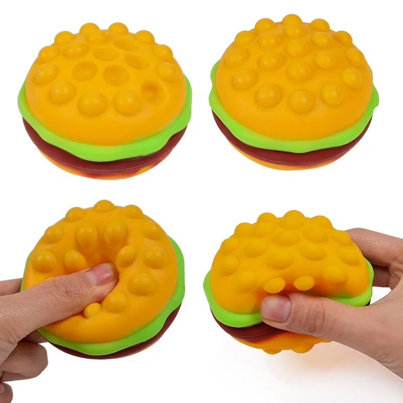 

Burger Stress Ball 3D Squishy Hamburger Fidget Toys Silicone Decompression Silicone Squeeze Fidget Ball Fidget Sensory Toy 2022