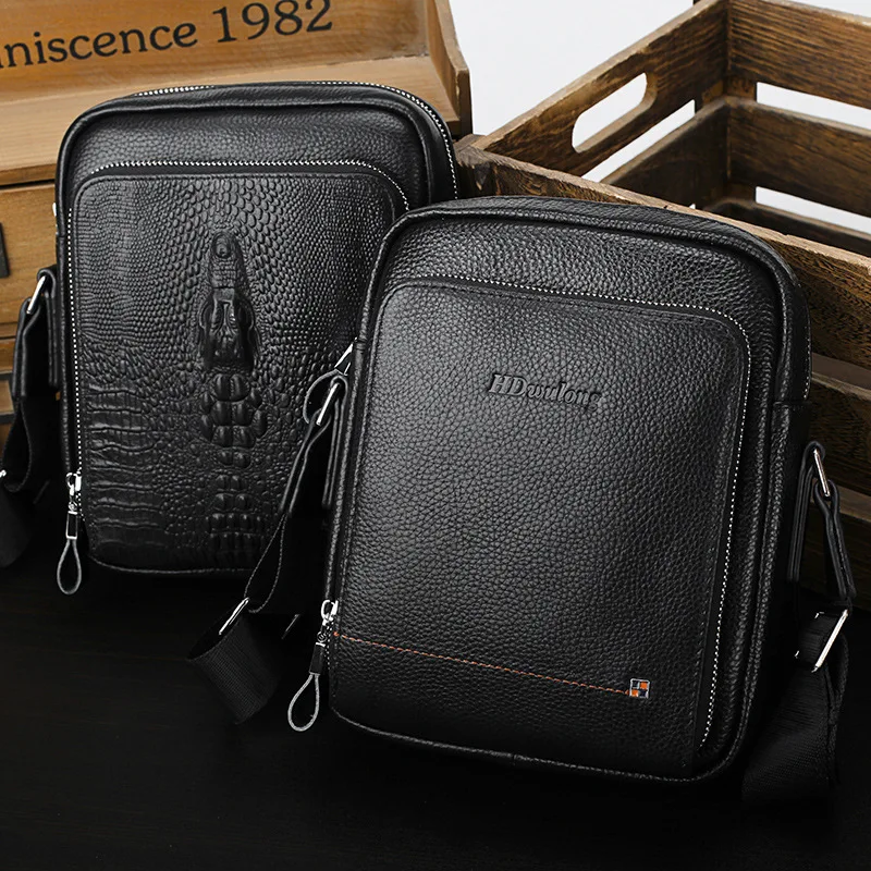 fashion trend luxury designer handbags mens genuine leather casual crossbody shoulder bags for husband side small messenger bag free global shipping
