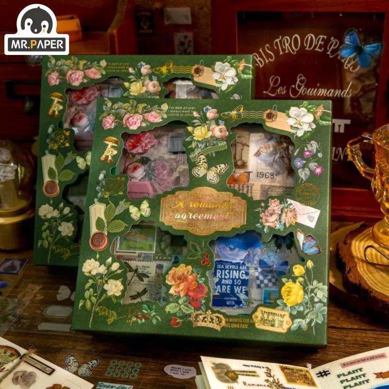 

Набор бумажных наклеек в винтажном стиле, 100 шт./коробка