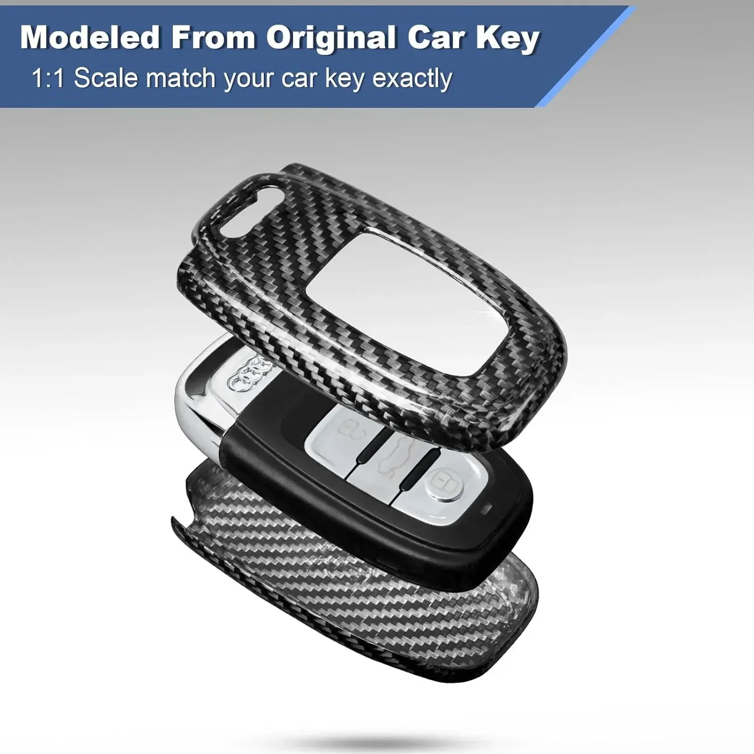 Чехол для ключей из углеродного волокна защитный чехол Audi A4-A8 Q5 Q8 R8 RS4 RS5 RS6 RS7 S4-S8 SQ5