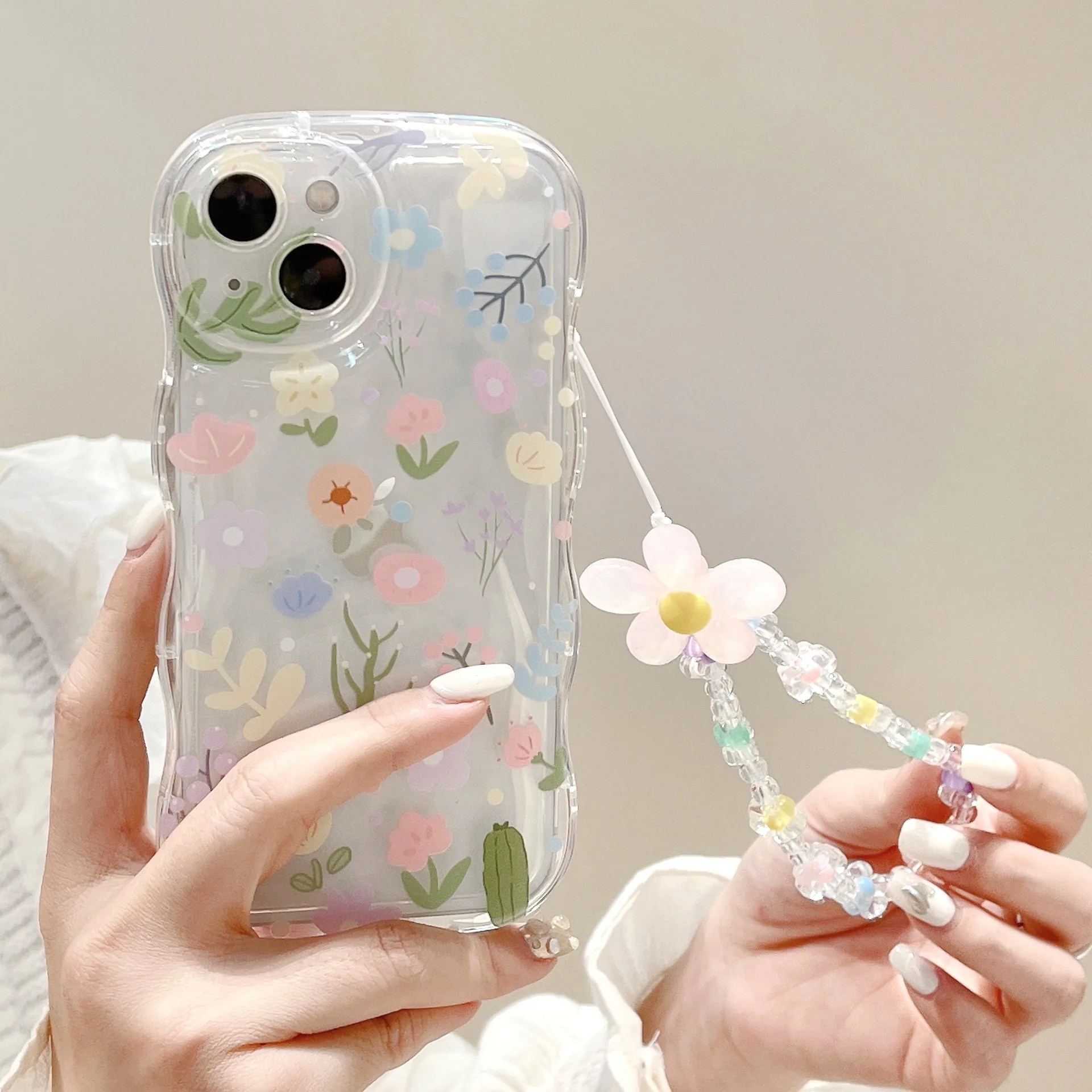 

Cute Flower Transparent TPU Armor Case for Iphone14 15 13 12 11 Pro Max X XR 7 8 Plus Lens All-inclusive Shockproof Protection