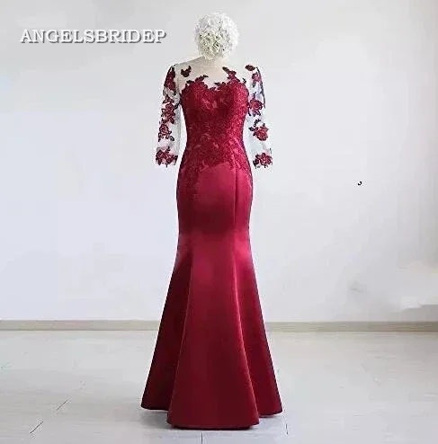 

Half Sleeves Mermaid Evening Party Dresses Applique Vestido da dama de honra Formal Mother Of Bride Dress Plus Size