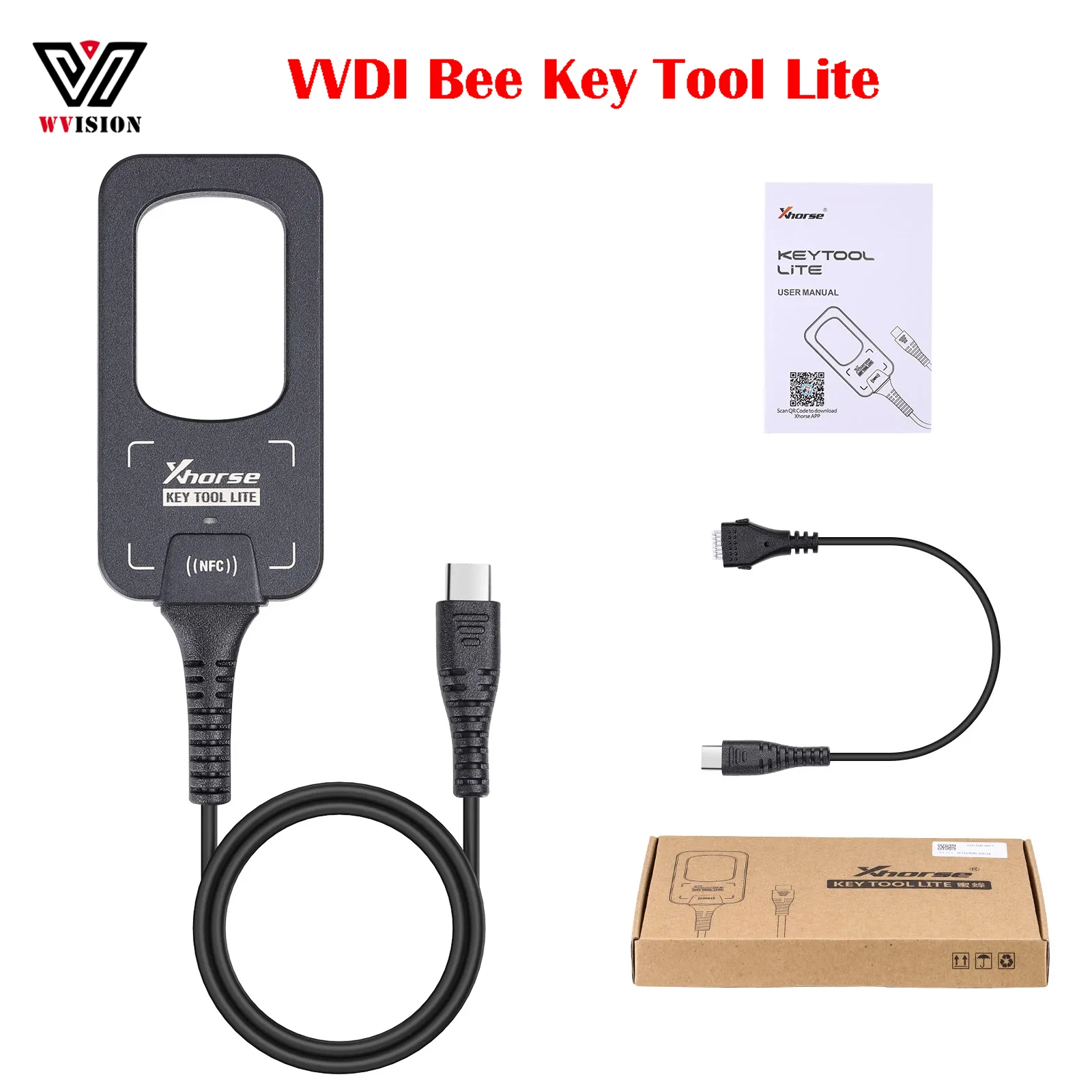Xhorse VVDI BEE Key Tool Lite Клон транспондера обнаружения частоты Работа на телефоне Android Type