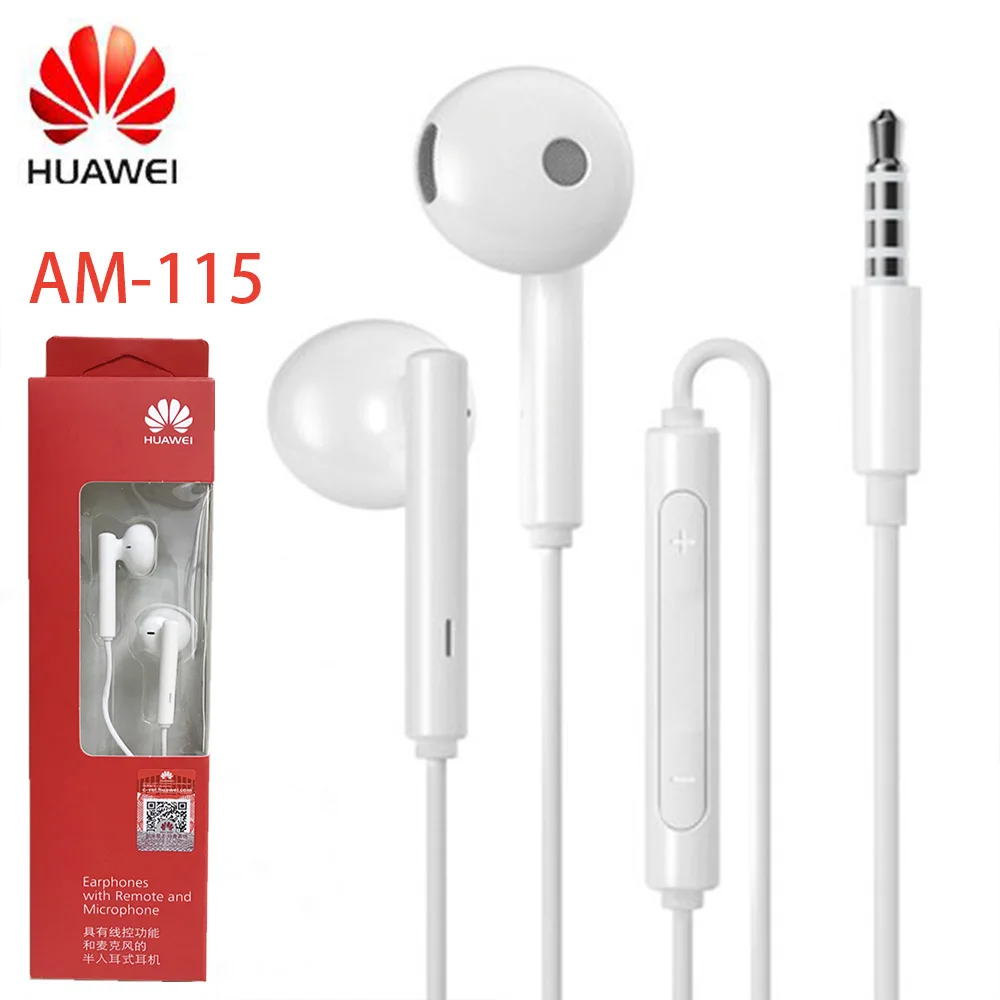 

Original Huawei Honor AM115 Earphone With 1.2m Length wired Control Mic Volume Control Speaker suppor sport headset