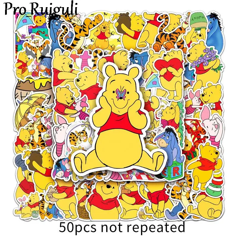 

10/30/50pcs Winnie Pooh Bear Cartoon scrapbooking Stickers packs Skateboard Suitcase Guitar Graffiti decals pasters Kid Toy