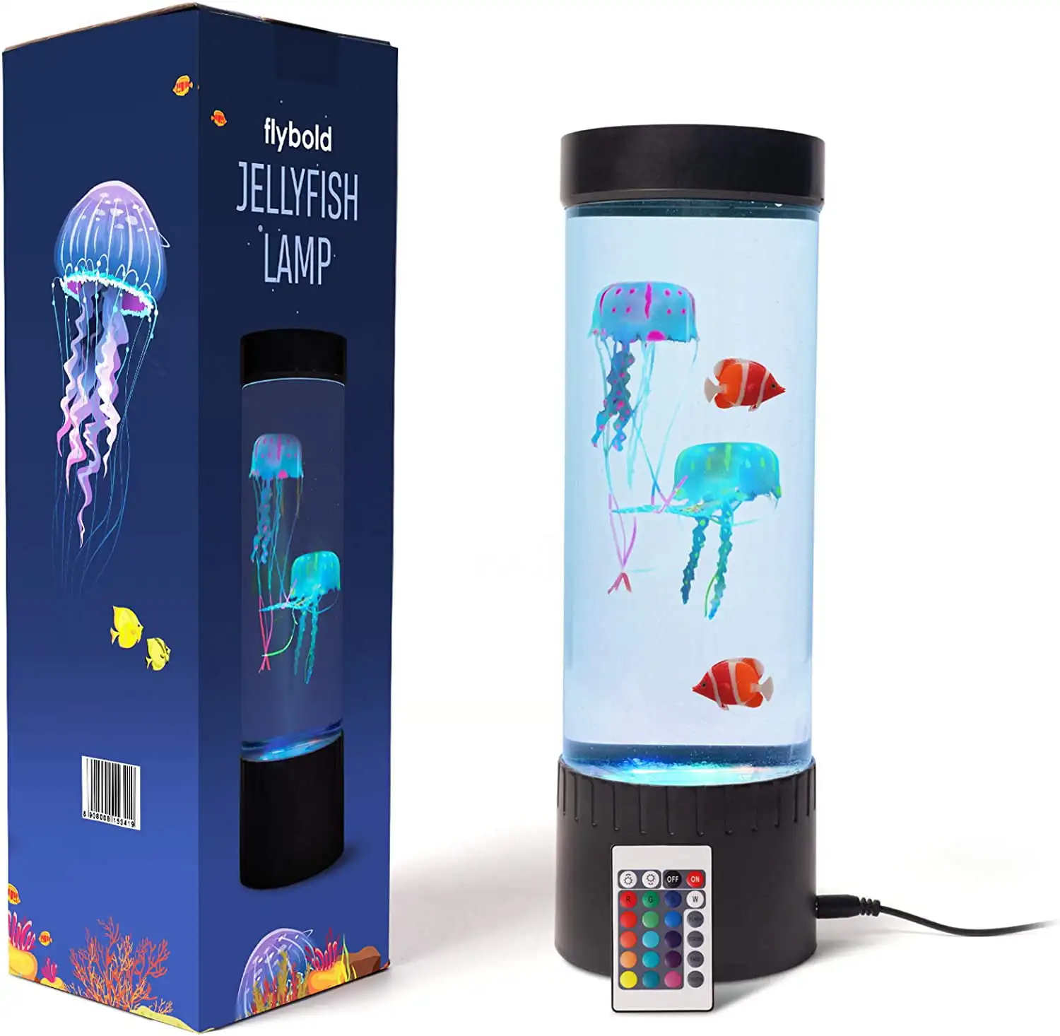 

Free Shipping Jellyfish Lamp LED Fantasy Lava Lamp 20 Color Changing Light with 2 Jelly Fish 2 Clownfish Remote USB Electric Moo