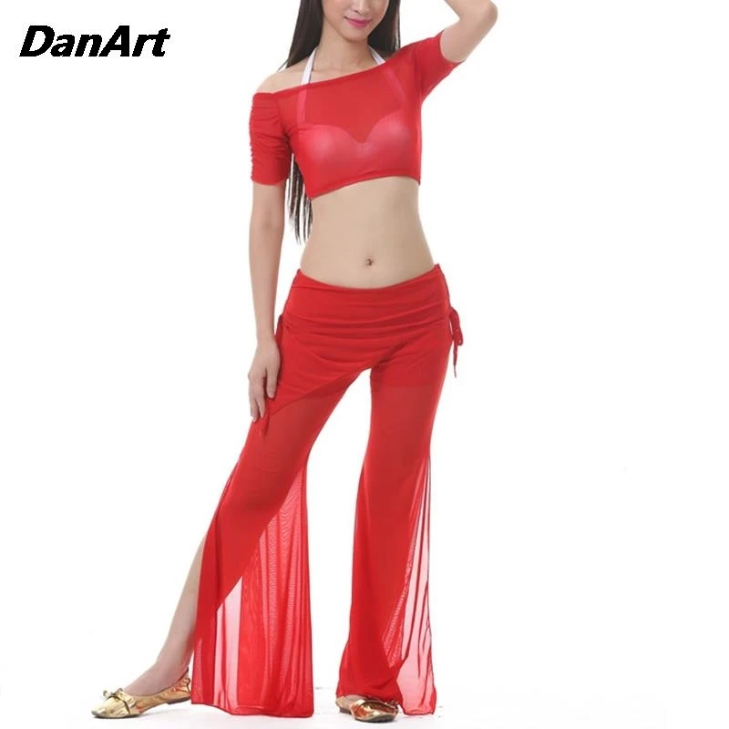 Комплект костюмов для танца живота из 2 предметов женский топ с открытыми плечами
