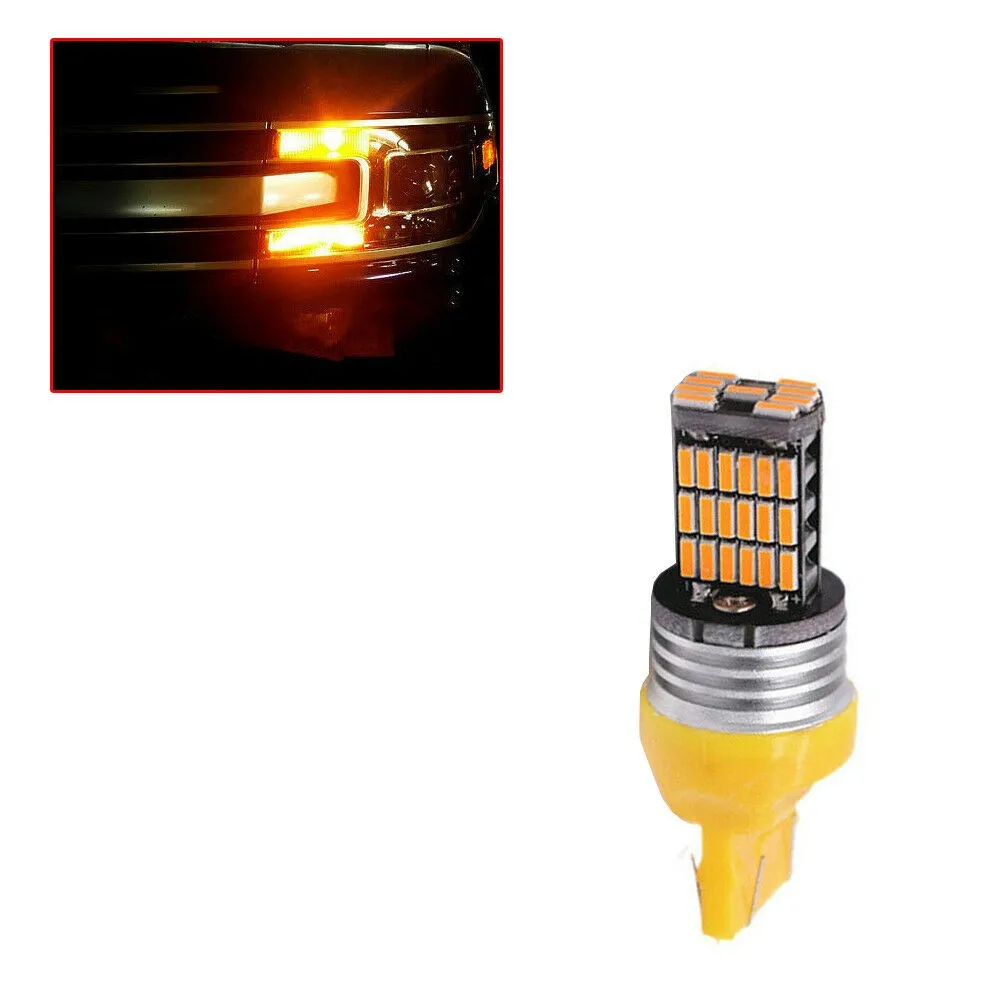 

2× Car T20 Led Amber Canbus 7440 Turn Signal Light WY21W Bulb Tail Light 45SMD Back-Up Light Brake LightTurn Signal Light