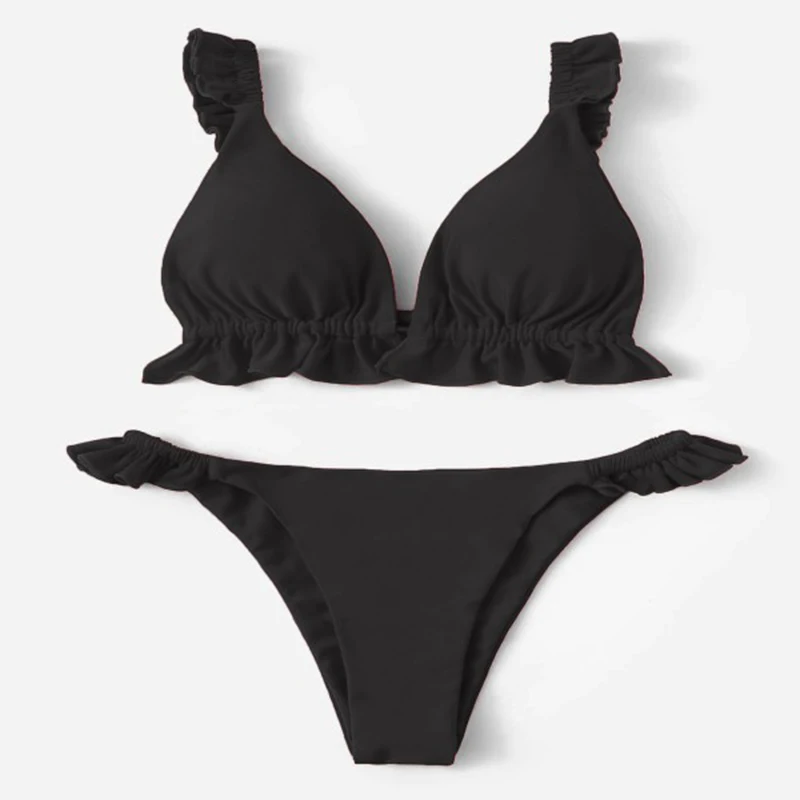 

2 шт./комплект, Женские однотонные бикини с разрезом