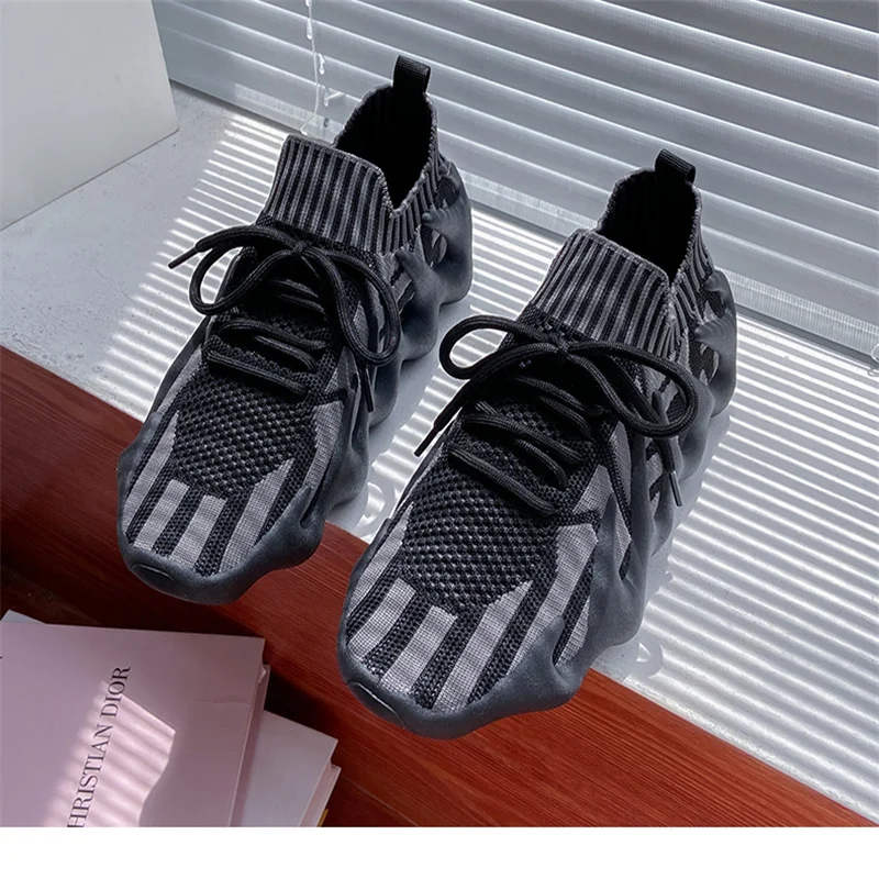 New Women Shoes Spring Summer Breathable Knit Sneakers Fashion Casual Sport Running Shoes Girl Lace-up Comfortable Trainers