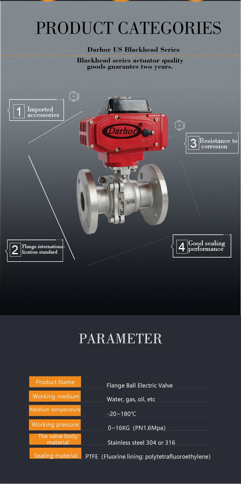 Darhor 220 В переменного тока 380 2 дюйма фланец из нержавеющей стали 304 шаровой кран с
