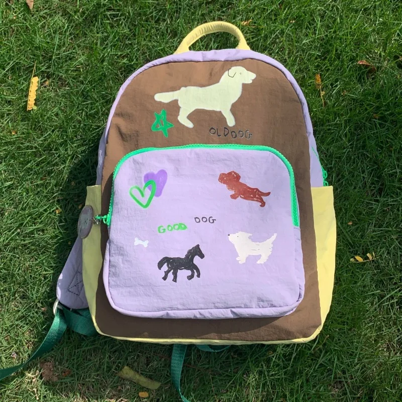 

Original Graffiti Backpacks for Women Large Capacity Y2k Student Backpack Girls Harajuku Cute Dogs Print Casual Fashion Bag