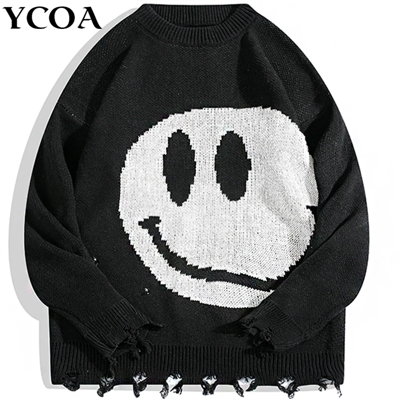 

Women Sweater Hole Pullover Oversized 2022 Grunge Gothic Y2k Winter Jumper Knit Korean Fashion Tops Long Sleeve Vintage Clothing