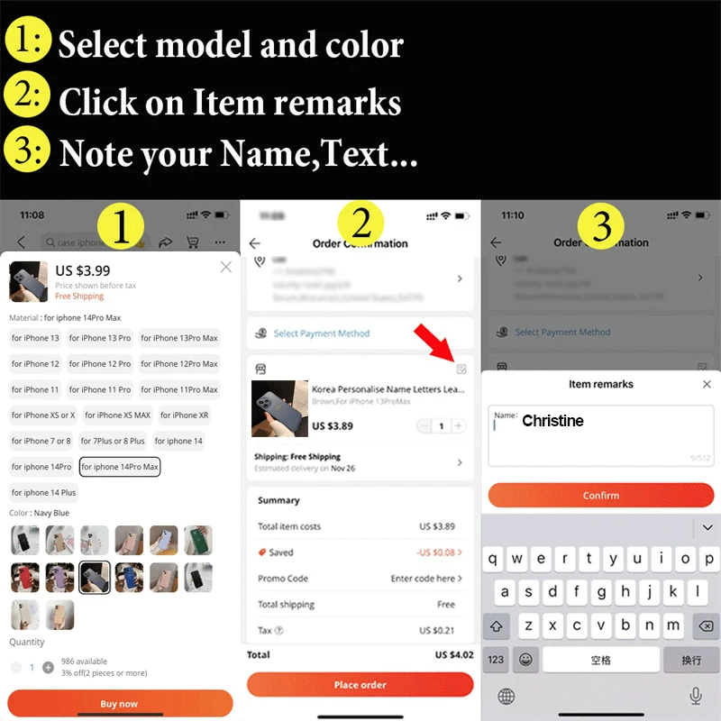 Korean Personalised Case For iPhone 14 13 12 11 Pro Max Customized Name Lambskin Leather Luxury Cover 13 14 Pro Max Gifts DIY