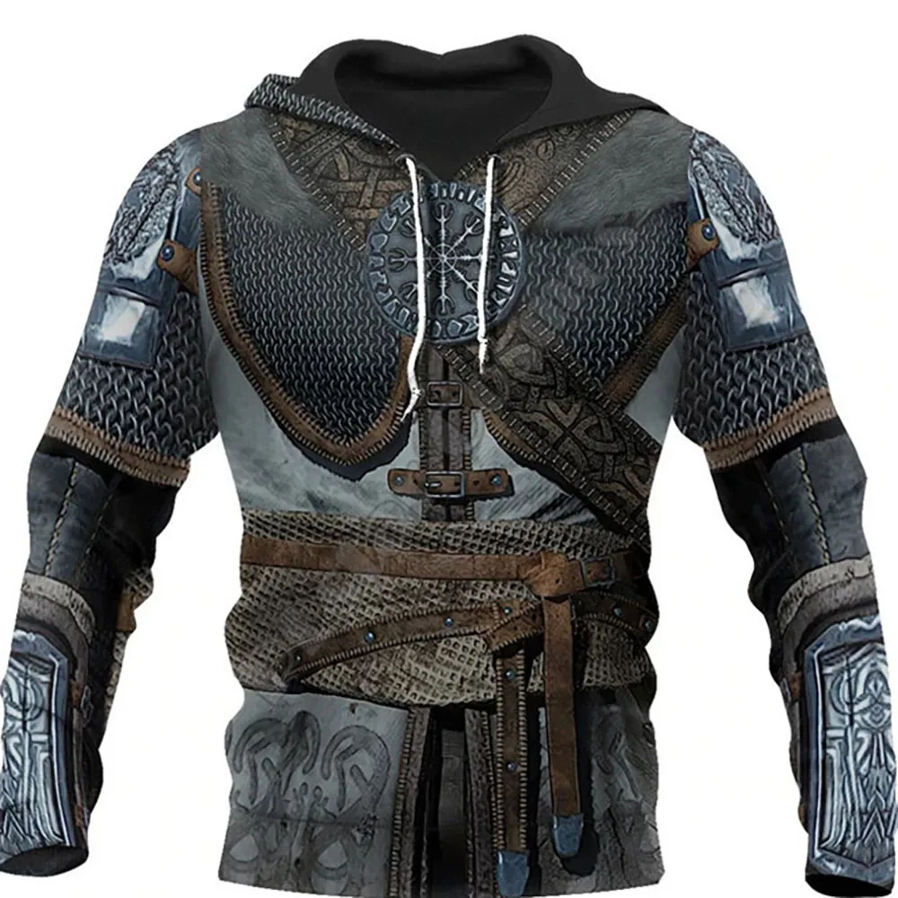 

2022Cool Viking Armor Tattoo 3D Print Men's Harajuku Fashion Hoodie Sweatshirt Unisex Casual Jacke Thick Long Sleeve Street