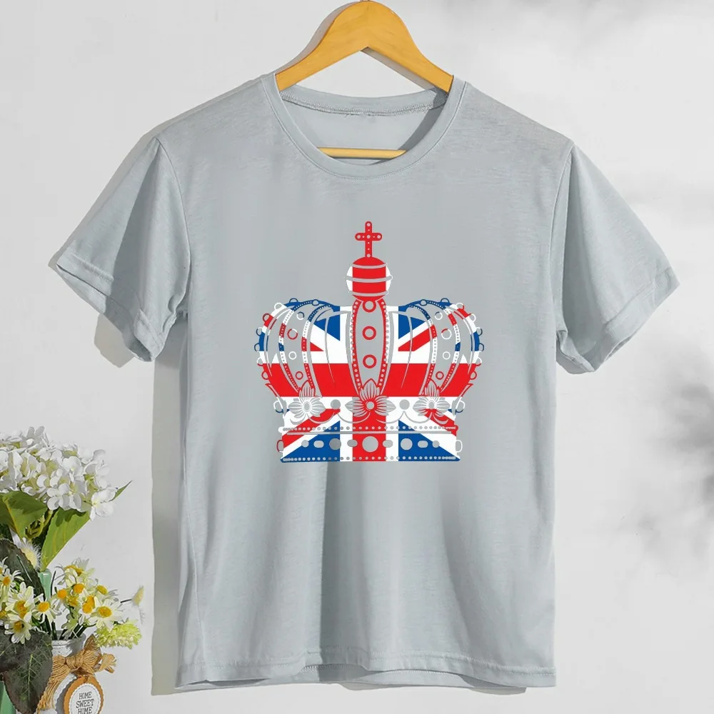 Женская футболка с принтом 70-го британского флага и короны свободная женская