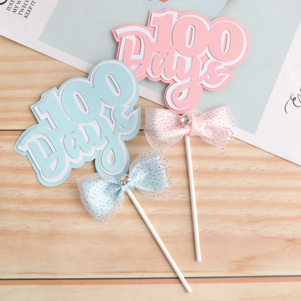 

3Pcs Cake Decoration Cake Accessories Cake Insert Topper 100 Days Topper for Home