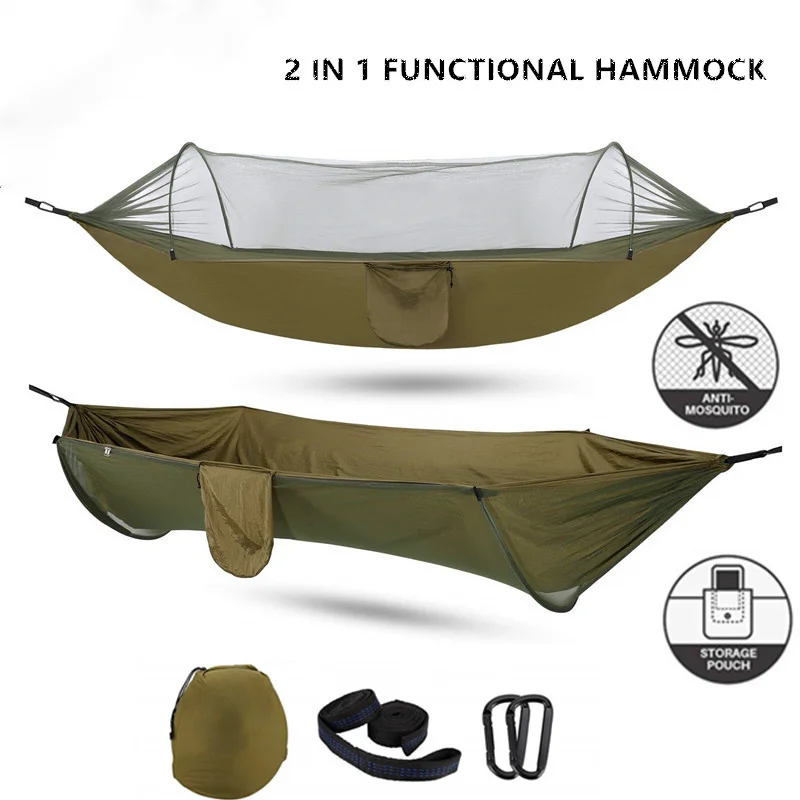 

Camping Hammock with Mosquito Net Pop-Up Light Portable Outdoor Parachute Hammocks Swing Sleeping Hammock Camping Stuff