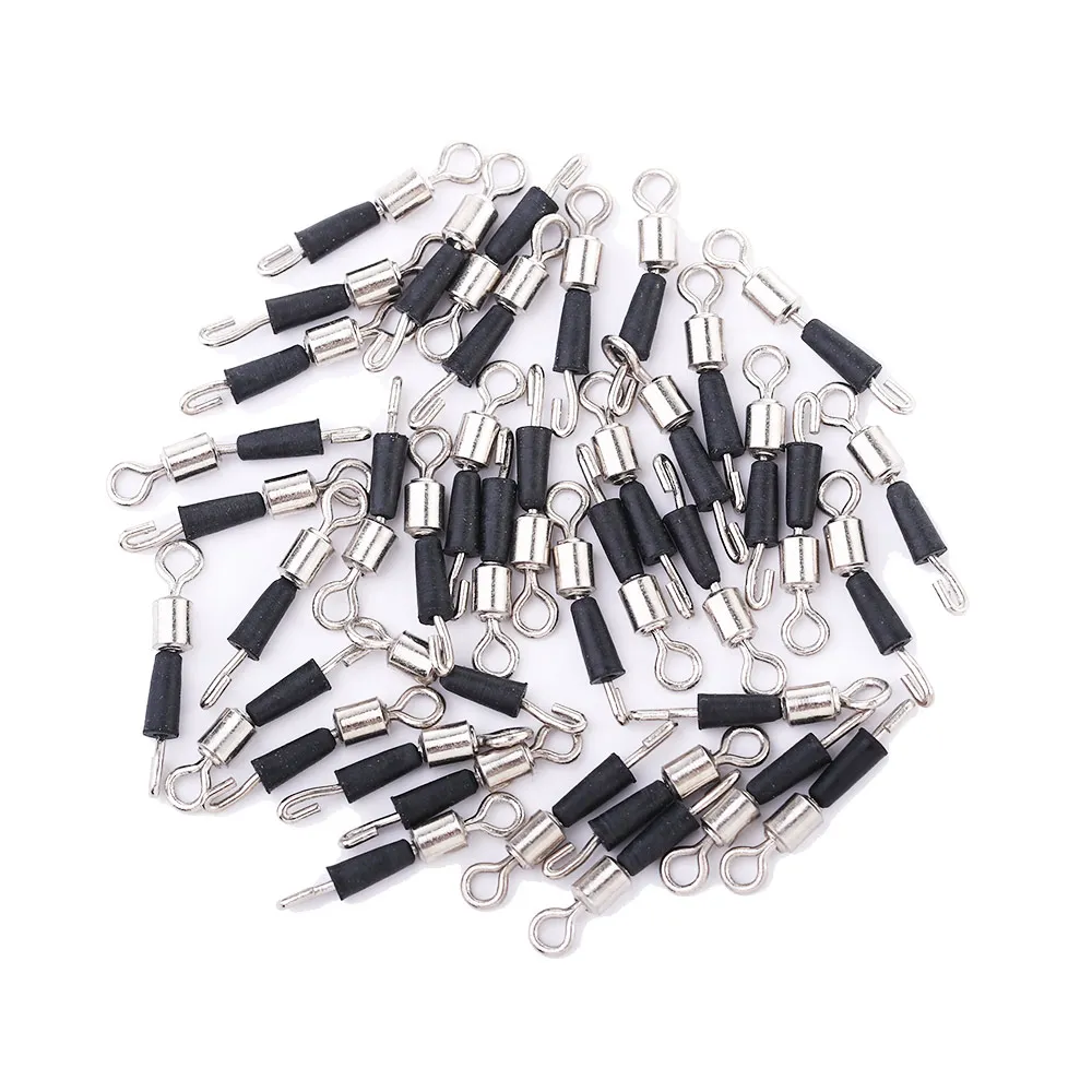 

30/50pcs/lot Bearing Swivel Fishing Hook Fast Connector Solid Rings Rolling Fishing Line Quick Link Carp Fishing Accessories