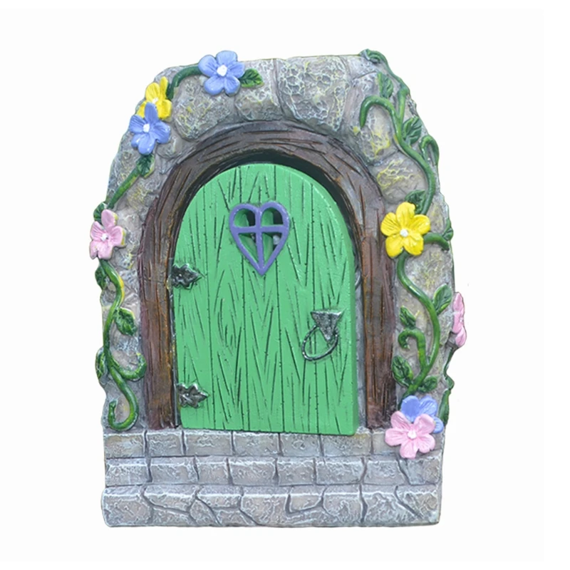 

Garden Gnome Statue The Door Miniature Fairy Gnome Home Art Door Sculpture