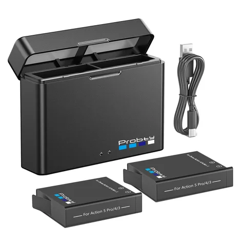 Аккумуляторы для DJI Osmo Action 3/4/5 Pro 2200 мАч, комплект с зарядным устройством